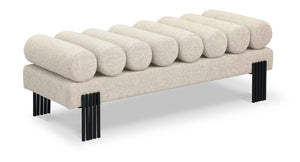 Akeela Beige Linen Textured Fabric Bench 160Beige Meridian Furniture