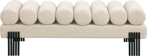 Akeela Beige Linen Textured Fabric Bench 160Beige Meridian Furniture