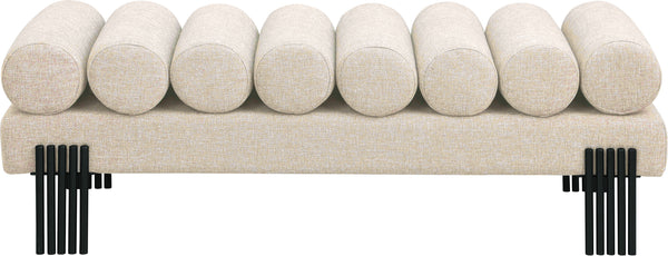 Akeela Beige Linen Textured Fabric Bench 160Beige Meridian Furniture