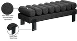 Akeela Black Linen Textured Fabric Bench 160Black Meridian Furniture