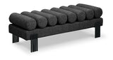 Akeela Black Linen Textured Fabric Bench 160Black Meridian Furniture