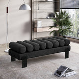 Akeela Black Linen Textured Fabric Bench 160Black Meridian Furniture