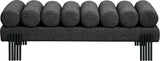 Akeela Black Linen Textured Fabric Bench 160Black Meridian Furniture