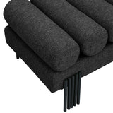 Akeela Black Linen Textured Fabric Bench 160Black Meridian Furniture