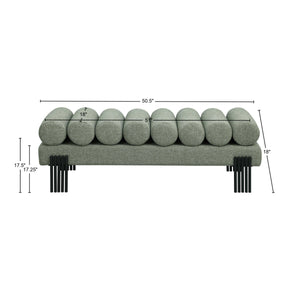 Akeela Green Linen Textured Fabric Bench 160Green Meridian Furniture