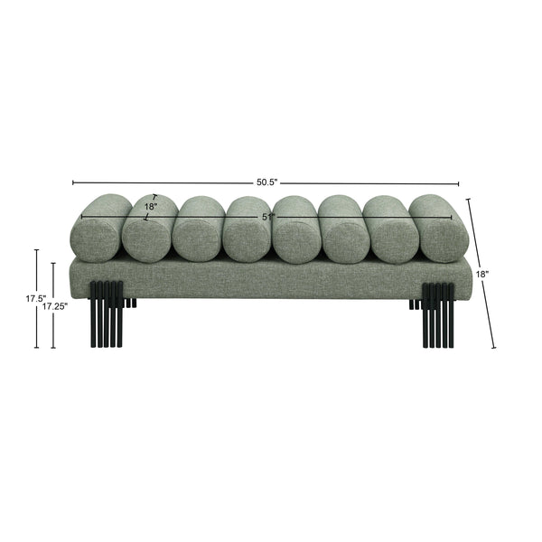 Akeela Green Linen Textured Fabric Bench 160Green Meridian Furniture