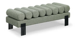 Akeela Green Linen Textured Fabric Bench 160Green Meridian Furniture