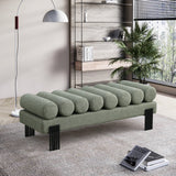 Akeela Green Linen Textured Fabric Bench 160Green Meridian Furniture