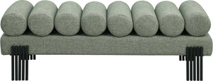 Akeela Green Linen Textured Fabric Bench 160Green Meridian Furniture