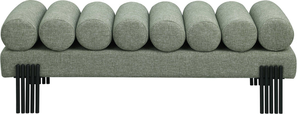 Akeela Green Linen Textured Fabric Bench 160Green Meridian Furniture