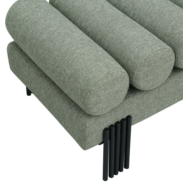 Akeela Green Linen Textured Fabric Bench 160Green Meridian Furniture