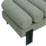 Akeela Green Linen Textured Fabric Bench 160Green Meridian Furniture