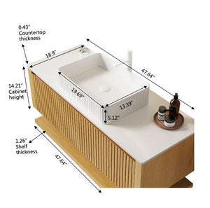 English Elm Hizon 48" Wall-Mounted Bathroom Vanity With Premium Sintered Stone, Ceramic Basin & Stylish Storage W2615S00099