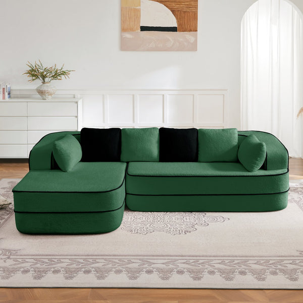 English Elm 106" Plush Teddy Fabric L-Shaped Chaise Sofa - No Assembly, Fluffy Comfort For Modern Living Rooms! W714S01422
