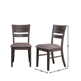 English Elm Almeta Solid Wood Slat Back Upholstered Dining Chairs, Set Of 2 -Dark Umber Brown Finish