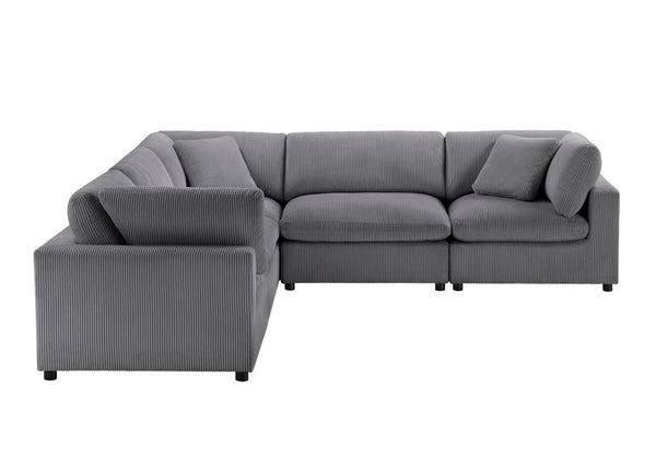 English Elm Chelsea Modular 5-Piece Sectional Sofa - Charcoal, Stylish & Family-Friendly With Easy Maintenance B050S00017