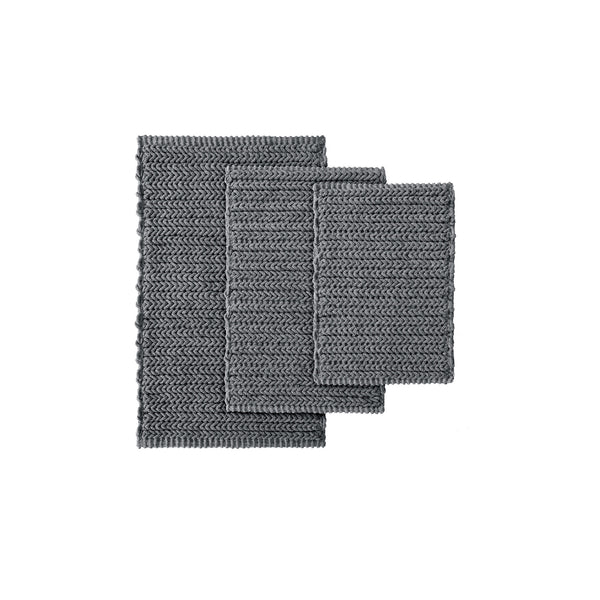 JLA Home Madison Park - 100% Cotton chenille chain-stitch bath rug — plush, quick-dry, OEKO-TEX certified, non-skid backing Charcoal MP72-5831