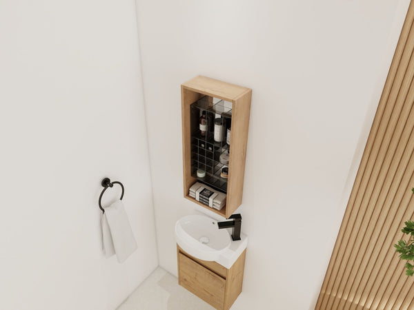 English Elm 12'' 12 Inch Wall Mounted Mirrored Bathroom Cabinet Plywood Build with Removable Organizer Insert W999P470290