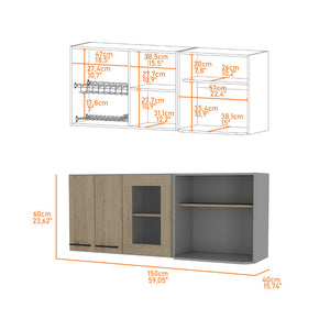 English Elm Everly Glass Front Double Door Wall Cabinet for Kitchen Display and Storage B128S00211