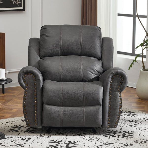 English Elm Christopher Knight Home® - 40.75" Wide Suede Manual Glider Recliner Chair with Rolled Arms, Microfiber Comfort & Infinite Positions Slate N763P264499E