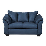 English Elm Aruca Sensations Microfiber Pillow Back Loveseat, Navy Blue