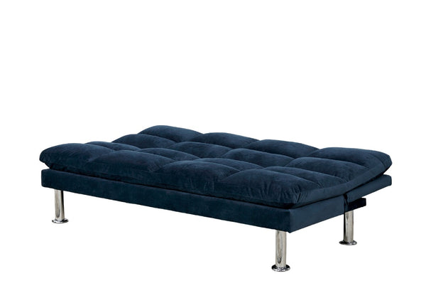 English Elm Contemporary Microfiber Futon Sofa Converts to Bed with Chrome Legs, Compact Space-Saving Design, Durable Upholstery Navy 40 L x 67 W x 8 H B2741P363788