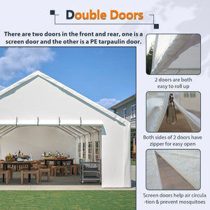 English Elm 20x40ft Heavy Duty Galvanized Steel Frame Party Tent Waterproof Outdoor Wedding Canopy W1422S00064