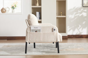 English Elm United We Win Corduroy Loveseat Plush Ergonomic Sofa with Spring Support Metal Legs Beige W1568P410043