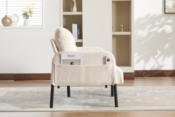 English Elm United We Win Corduroy Loveseat Plush Ergonomic Sofa with Spring Support Metal Legs Beige W1568P410043