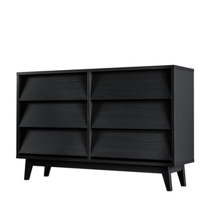 English Elm 6 Drawer Double Dresser with Vintage Bevel Design, Solid Wood Legs, Smooth Metal Runners, Sturdy Storage Organizer W578P170159