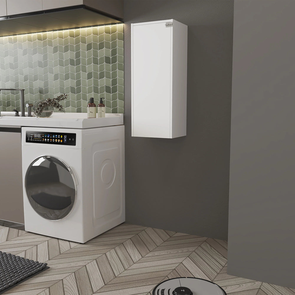 English Elm White Folding Table with Storage Shelves, Modern Rectangular White Accent Table with 3 Open Tiers for Organizing Rooms, Hallways, Entryways (66.4" H) B062P290293