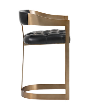 Sunpan Beaumont Ultra Contemporary Bar Stool with T-Shaped Back and Durable Design for Any Space Antique Brass / Cantina Black