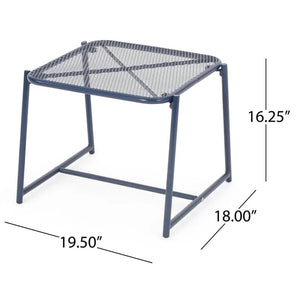 English Elm Elba Outdoor Iron Side Table Geometric Mesh Top Patio Accent for Lounge Seating 65204.00NBLU