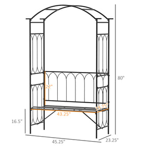 English Elm Outsunny Wooden Garden Arbor with Bench and Trellis for Climbing Vines, 2-Person Outdoor Seating Black W2225P217556