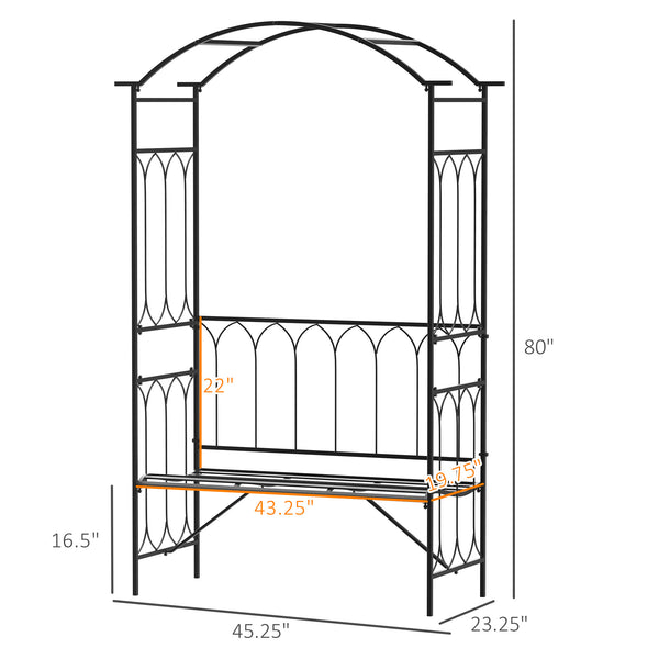 English Elm Outsunny Wooden Garden Arbor with Bench and Trellis for Climbing Vines, 2-Person Outdoor Seating Black W2225P217556