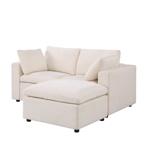 English Elm 68.5" Modular Loveseat Sofa With Ottoman - Stylish Chenille Couch For Small Spaces & Versatile Layouts W1123S00023