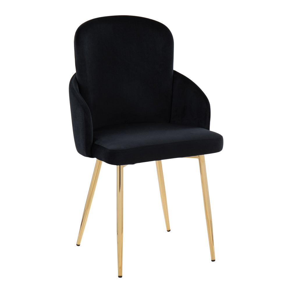 English Elm Dahlia Modern Dining Chair Set Of 2: Luxurious Black Velvet & Gold Metal Accents For Glam Interiors B202S01186