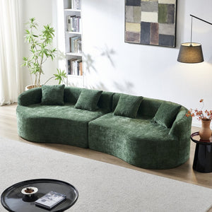 English Elm 111" L Shaped Cloud Sofa Plush Chenille Upholstered High Density Foam Apartment Living Room Green W1669S00056