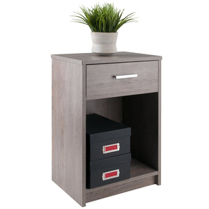 Winsome Wood Rennick Accent Table - Stylish Ash Gray Nightstand With Drawer & Open Shelf For Home & Office Use Ash Gray Composite Wood ,Metal 16115-winsome-wood