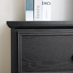 English Elm Modern 6-Drawer Chest of Drawers for Bedroom — Spacious Wooden Dresser with Smooth Glide Drawers, Elegant Patterned Top Black W2275P224406