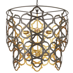 Mauresque Captivating Bronze & Gold Chandelier with Elegant Floral Design for Contemporary Spaces