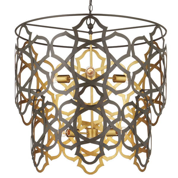 Mauresque Captivating Bronze & Gold Chandelier with Elegant Floral Design for Contemporary Spaces