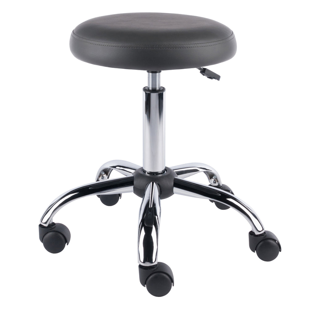 Winsome Wood Clyde Adjustable Cushion Seat Swivel Stool - Charcoal Faux Leather & Chrome For Versatile Mobility Charcoal ,Chrome Polyurethane ,Metal 16126-winsome-wood