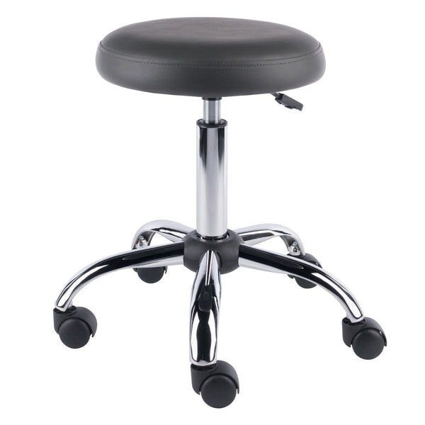 Winsome Wood Clyde Adjustable Cushion Seat Swivel Stool - Charcoal Faux Leather & Chrome For Versatile Mobility Charcoal ,Chrome Polyurethane ,Metal 16126-winsome-wood