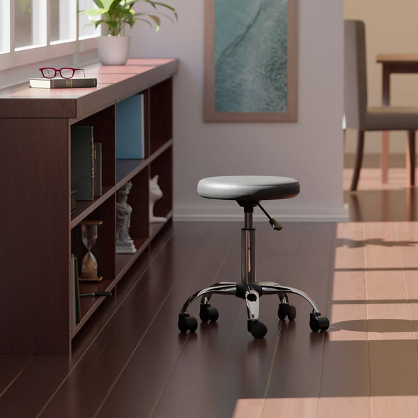 Winsome Wood Clyde Adjustable Cushion Seat Swivel Stool - Charcoal Faux Leather & Chrome For Versatile Mobility Charcoal ,Chrome Polyurethane ,Metal 16126-winsome-wood