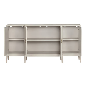 Crestview Collection Rustic Media Credenza Tv Stand - 4-door Sideboard With Modern Charm, Gold Hardware & Cord Management Beige Solid Wood Cvfdr1041