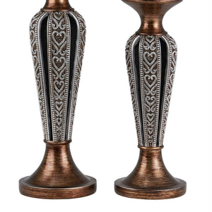 English Elm 12" And 14" Everly Candleholder Set - Elegant Bronze & Chrome Accent Candle Holders With Votives B072116559