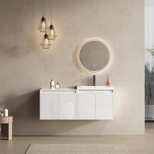English Elm 48" Bathroom Vanity With Resin Sink, Soft-Close Doors & Wall Cabinet - Modern Floating Design! W999S00421