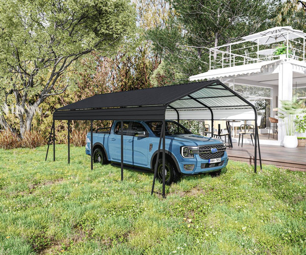 English Elm Metal Carport 12x20 Galvanized Steel Canopy Heavy Duty Outdoor Garage Shelter Kit W1598S00018