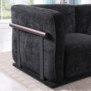 English Elm 102 Inch Linen Modular Sectional Sofa with Hidden Storage and Cloud Cushion Comfort Black W1099S00195